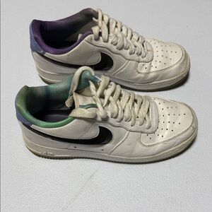 Nike Air Force White and Black Sneakers with Gradient Accents